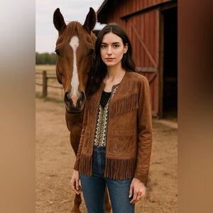 Montana Co Brown Fringe Western Jacket